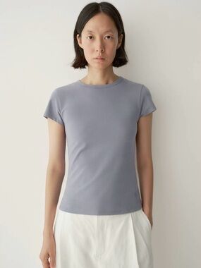 Women's Short Sleeve Crewneck Top in light blue